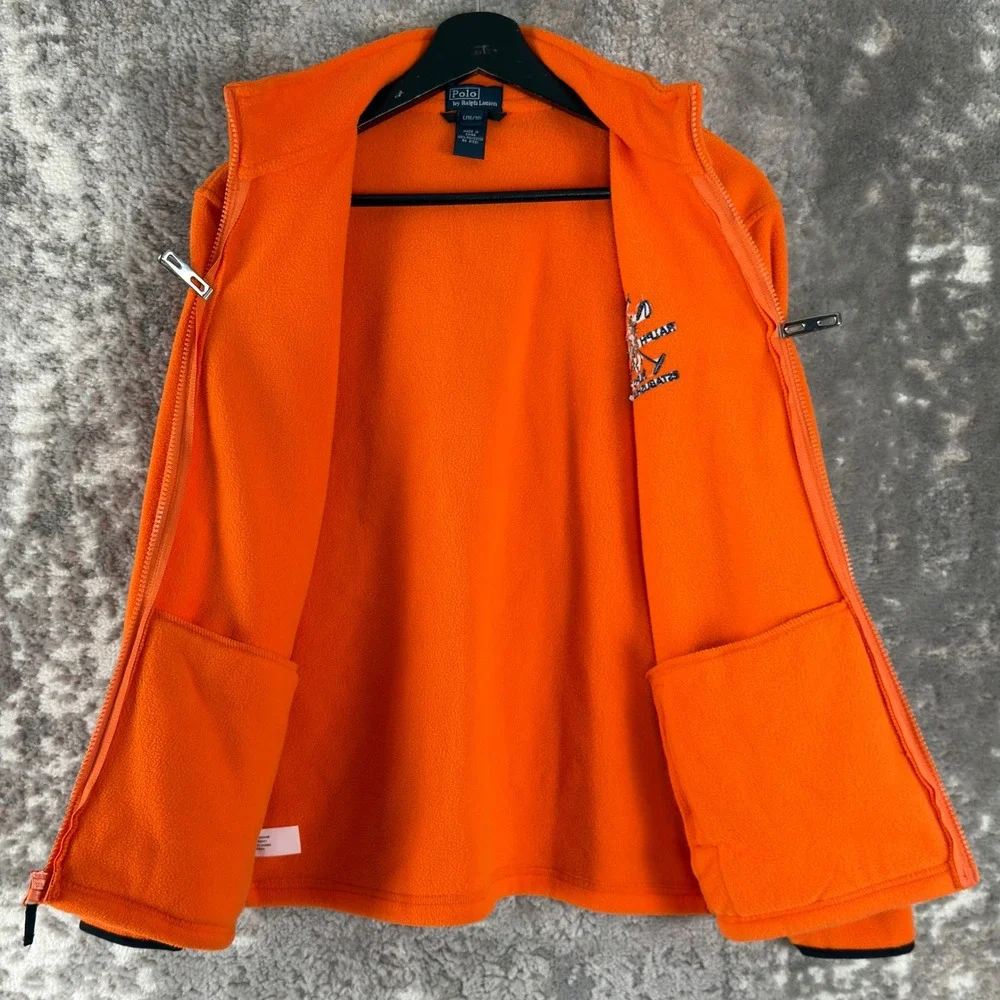 Polo Ralph Lauren Size L(16/18) Full Zip Fleece RLPC Crest Jacket Orange LS Boys